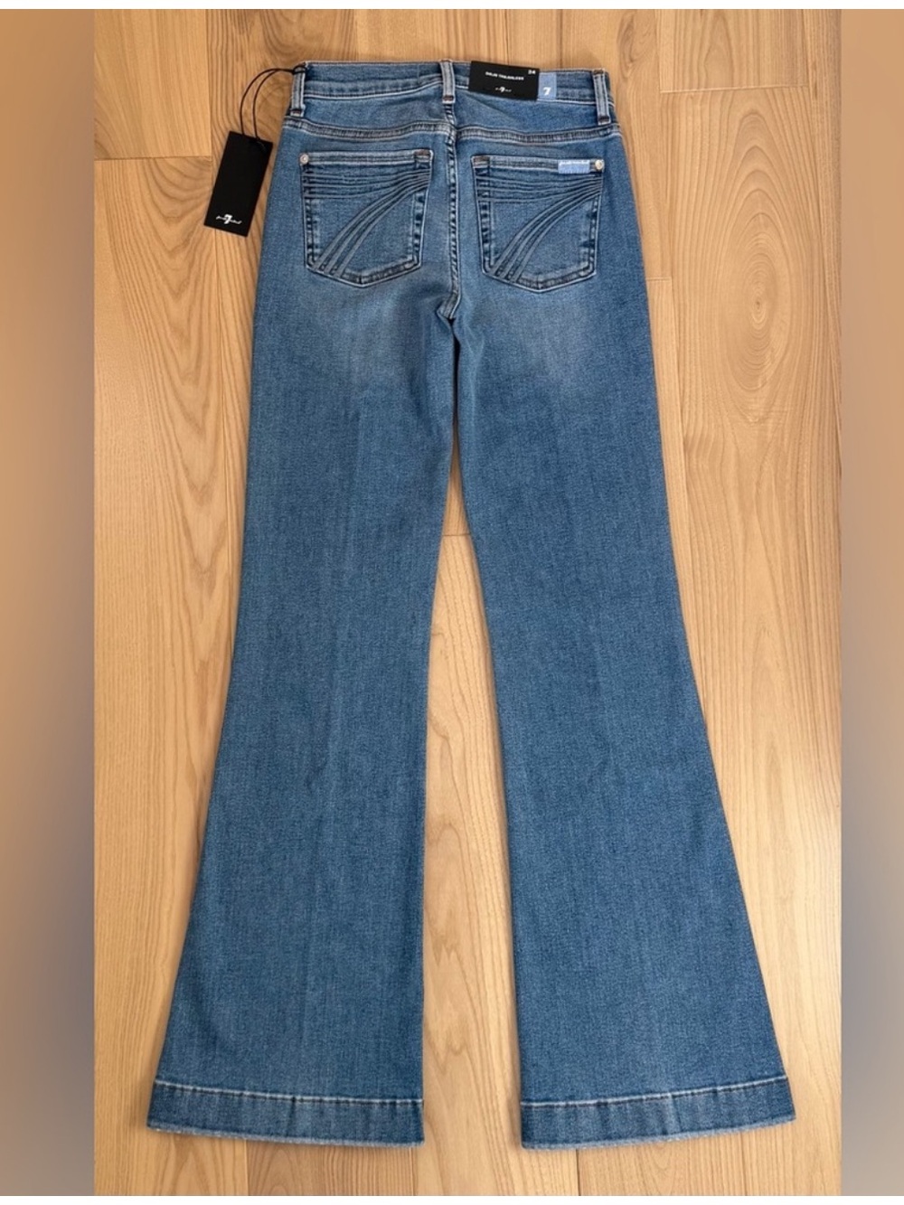 7 For All Mankind Tailorless Dojo Jeans Women's Flare Leg Trousers NWT Size 24 - Picture 4 of 7
